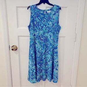Susan Graver Women’s Paisley Slinky Sleeveless Knee Length Shift Dress Size XL